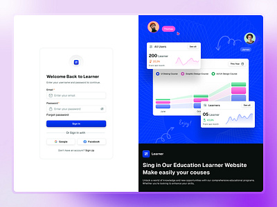 Learning Management Sign In dashboard dashboard design design learning management sign up sing in ui ui design uidesign website design