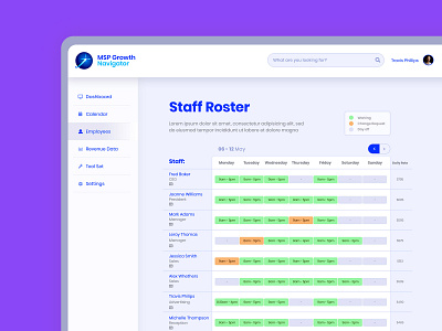 Staff Roster - UI Design business clean company dashboard data data visualization database minimal portal profile roster staff trend trendy ui ui design ux ux design web design