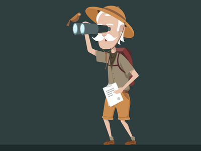 Safari guide bird character guide illustration illustrator old man safari