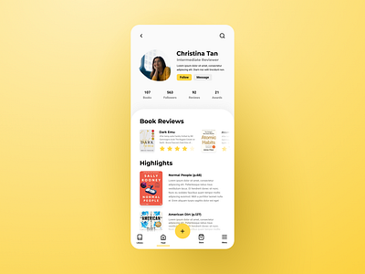 Profile Page - Reading App appui dailyui yellow