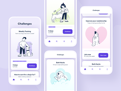 Dog Lovers 🐶 app app design application art clean colors dog doggy dogs gradient illustraion illustrations lovers moible pets round shadow ui ux white