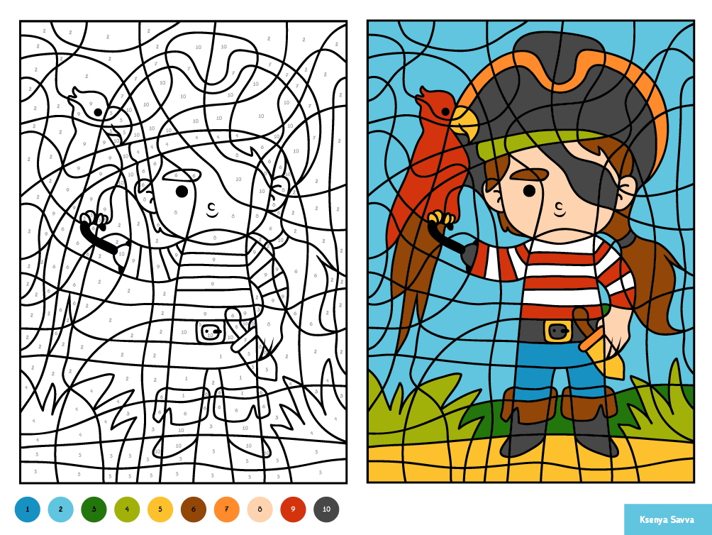 Example of Color By Number, Vector Coloring Page