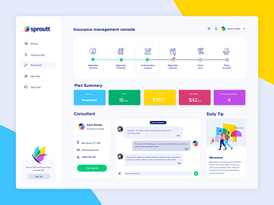 Insurance management console admin app dashboard illustration insurance app insurtech interface israel product design tel aviv ui ux vector illustration white