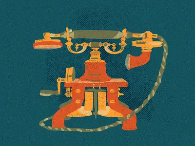 Phone digital illustration illustration phone postcard retro texture vintage vintage illustration