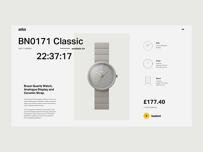 Braun BN0171 01 animation branding dieter rams grid grid layout layout loading animation loading screen product typography ui ui design watch web design website