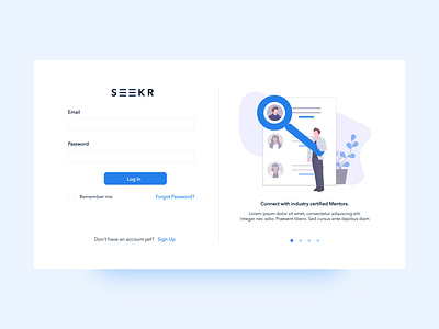 Seekr Login Page blue design flat flat design interface interface design job job portal job website login login design login page minimal simple ui web web design website website concept website design