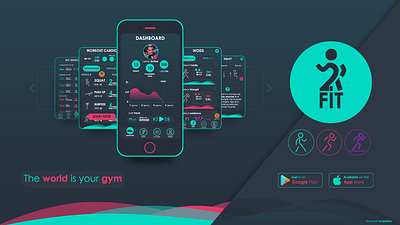 2 FIT - App fitness adobe illustrator adobexd app banner concept creative design design app fitness flat graphics grapicdesign landingpage prototype sport sports ui ux visual visual design