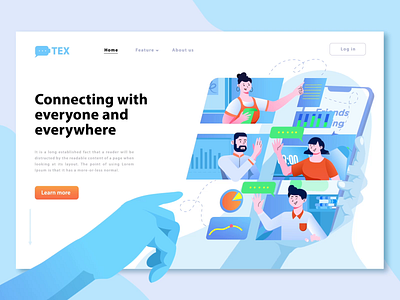 Connecting to everyone abstract animation blue connecting gradient header header exploration illustraion landing page ui ux videocall webdesign website