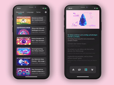 German Language Learning App - Flow Clips app dark ui design deutsch language learning mobile mobile app ui ux