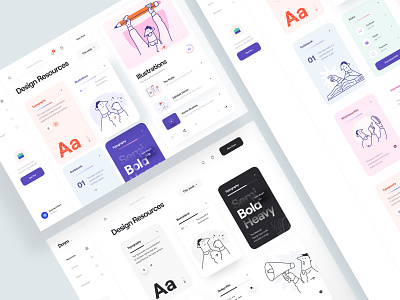 Dmm_ app black blog card character clean design kit design resources illustration minimal news sidebar typography ui ui design ux ux design web white wireframe