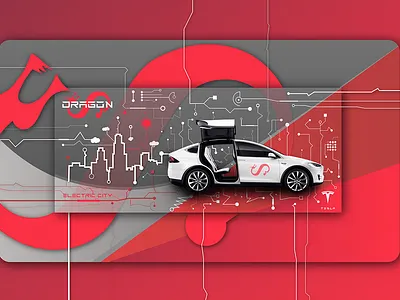 TESLA DRAGON adobe illustrator adobe photoshop automotive design banner city clean concept cyber design dragon electric electric machine electricity electronic flatdesign hmi illustrator interaction design minimal tesla