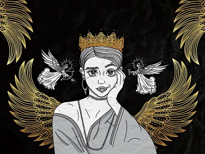 Angel angel art character cute design girl gold illustration vector woman ангел девушка золото иллюстрация портрет