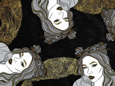 NatalinaMua art character cute design gold illustration vector woman золото иллюстрация