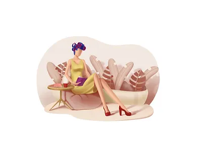 Beauty and Spa series: Meditation 2.5d beautiful chillout curlers enjoy illustration lifestyle relax speedart wellness