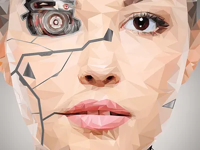 CYBORG - LOWPOLY adobe photoshop character computer cyber cyber woman cyborg eyes face human illustrator iron look low poly low polygon lowpoly lowpolyart polygon robot robots woman