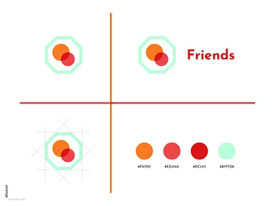 Friends App Icon & Branding - DailyUI #005 android app app icon branding circle logo clean colorful daily ui 005 dailyui dailyuichallenge design figma friends icon ios minimal octagon shapes
