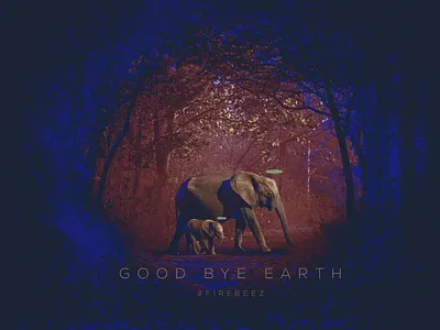 " Good Bye Earth " Kerala Pregnant Elephant Death.. art blackonewhitegk branding concept design firebeez photomanipulation photoshop poster