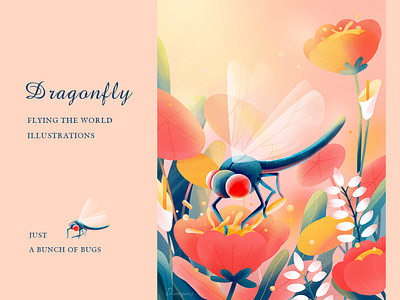 A set of illustrations about insects -Dragonfly design doodle illustration illustrations