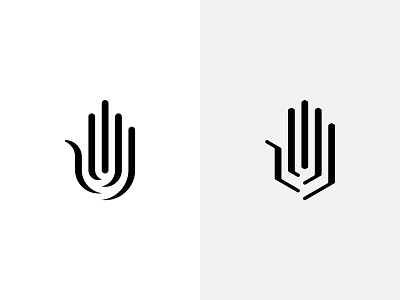 hand branding design five geometry hand icon illustration logo