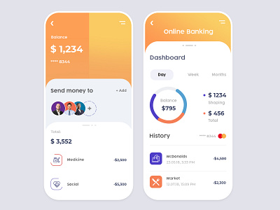 App design for Online Banking app design freelancer hire illustration online bank online banking online payment online payments online store payment transferred ui ux design