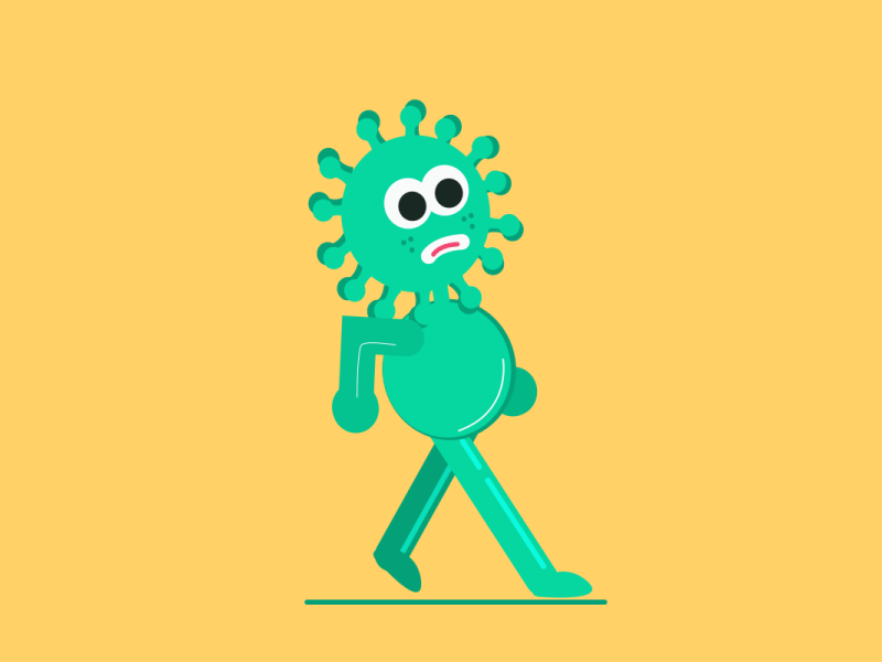Corona Virus 2d animation animation character animation motion walk cycle