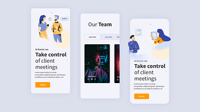 Brainic UI Mobile 2d after effects animation blue brand branding character clean creative flat graphic design illustration illustrator interface logo minimal ui uiux vector web design