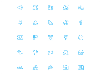 Summer icon set beach design graphic holiday icon icon design icons iconset illustration summer summertime trip ui vacation