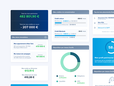 Finance manager - modules bank banking boursorama banque dashboad data dataviz finance management manager money pfm saving ui ux webdesign