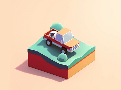 Bring Bonnie back to the Farm 3d animation c4d car cinema4d illustration isometric pickup sheep trail truck