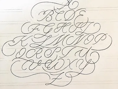 Alphabet flourishes lettering script sketch