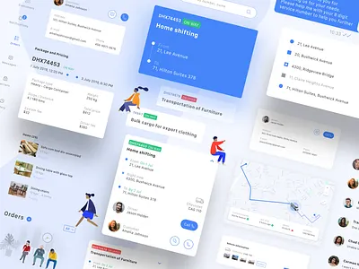 Logistics Components cards clean design minimal ui ui kit ux