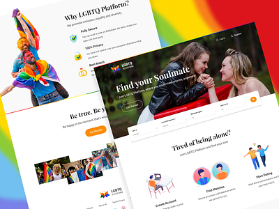 LGBTQ Dating website landing page adobe adobe xd branding dating dating app design landing landing page lgbt lgbtq mockup ui ux website xd