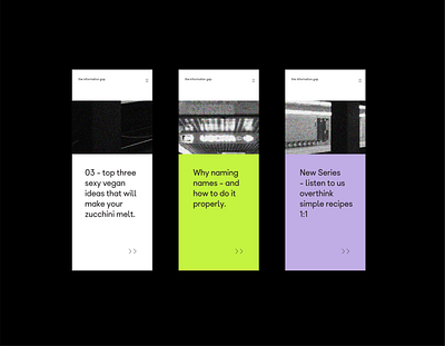The Information Gap - colours scheme composition design graphic layout millennials minimal modern neon colors screen ui
