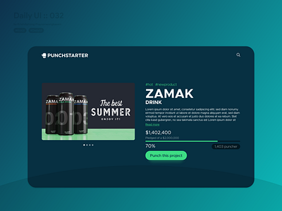 Crowdfunding Campaign #dailyui #032 app application blue campaign crowdfunding dailyui design green product product design product page products typography ui userinterface website white whitespace zamak