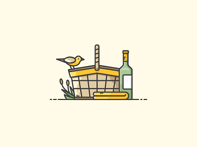 Picnic Scene bird design icon illustration nature outside picnic summer vector vectorart wine