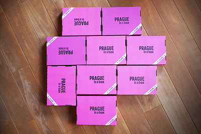 Prague in a box's boxes branding design print