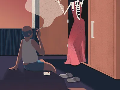 Skeleton in the closet closet death gradient illustration room sex skeleton smoke vector