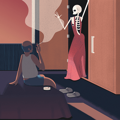 Skeleton in the closet closet death gradient illustration room sex skeleton smoke vector