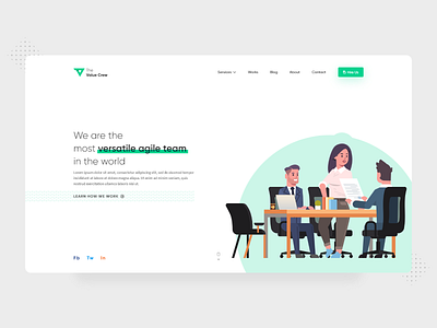 Landing Page Design for The Value Crew agile branding dribbble flat design illustration minimal nepal portfolio saas saas design startup team teamwork ui versatile