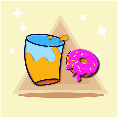 Juice & Doughnut illustration