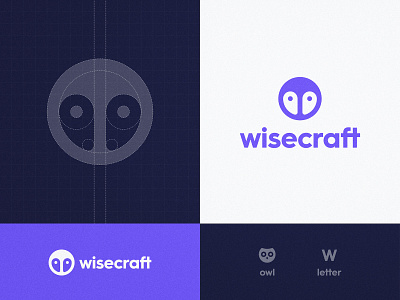 Wisecraft - Logo Design bird icon brand brand identity branding design design agency eyes head identity designer letter w lettermark logo logomark logotype designer negative space owl logo rebrand rebranding smart mark typography