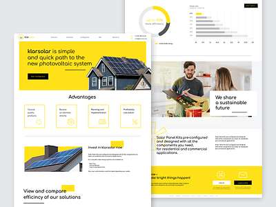 Landing Page for solar power plants developer bright colors eco eco friendly ecology landing landingpage minimal modern promo shapes solar solar panel solar power sun texture typography yellow