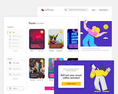 Eventimeline (Event Management and Ticketing) design event app figma ticket ui uiux ux web webapp