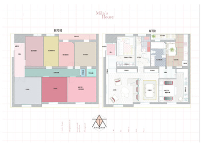 Mila's House before and after architecture design illustration interior