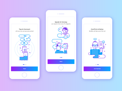 WooBloo Onboarding Illustrations app design illustration linework mobile onboarding simple