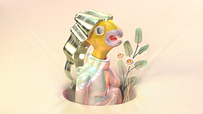 Character exploration 3d bird c4d character cinema 4d editorial illustration materials plant render still life texture