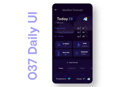 037 Daily UI - Weather forecast 037 arulmani daily 100 challenge daily ui design ui ux weather forecast