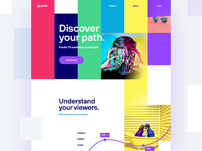 Path TV ads analog analytics colorful data design digital homepage homepage design landing marketing stripes television track tube tv unfold videos website