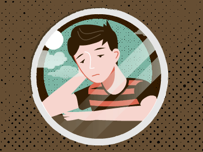 Forlorn Boy (LOCKDOWN SERIES) at home birds bored dreaming flat flying free gif gif animation illustration lockdown portal simple staring stuck stylized textures vector waiting window