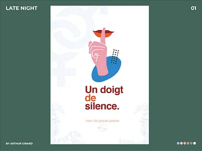 Un doigt de silence - Late Night Art artwork collage design flower illustration illustrator late night night night mode pattern poster poster art poster design sex sexual type typogaphy